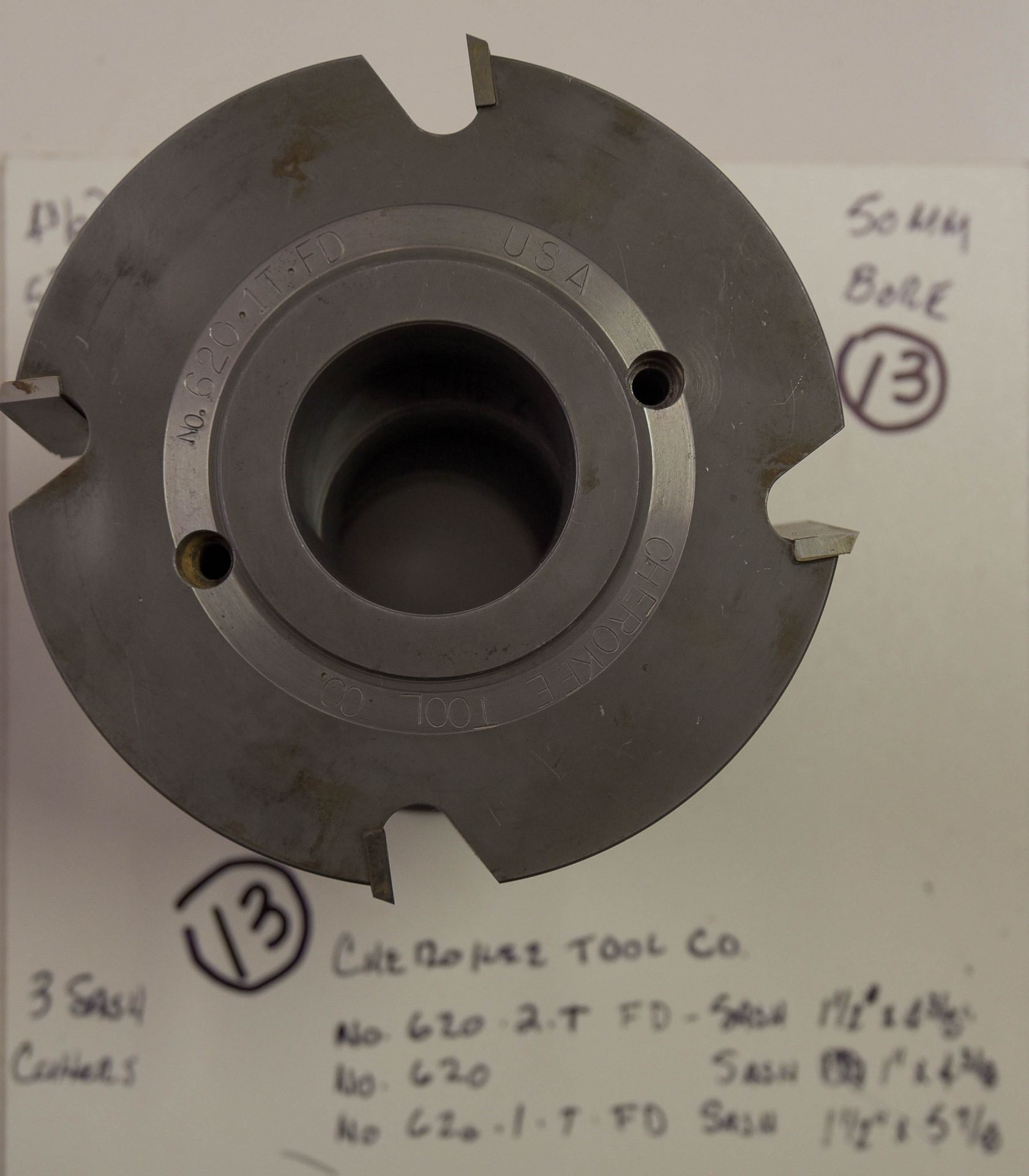 Shaper Cutters, Cherokee Tool Co - No. 620 . 2 T, (3) Straight Sash Cutters - (1) 1/1/2" x 4-3/8",