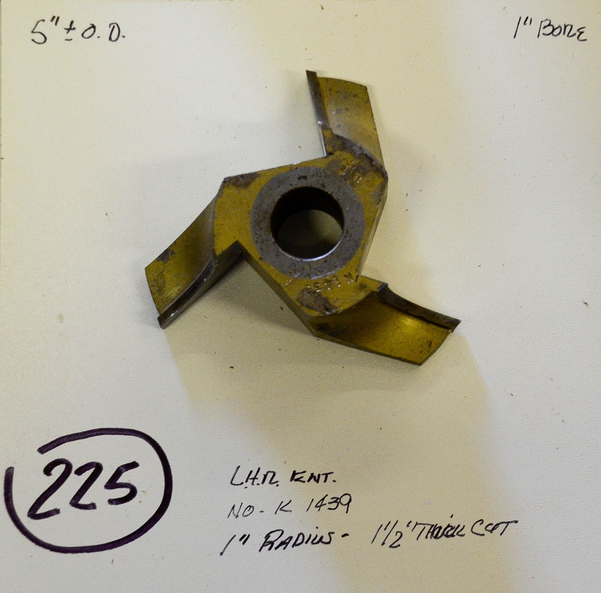 Shaper Cutter, L.R.H. ENT. K 1439, 1" Radius or Roundover, 1-1/2" Thick Cut, 5" Outside Diamete