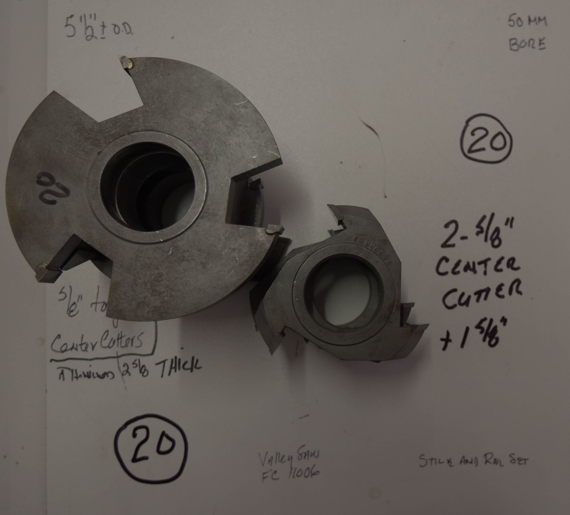 Shaper Cutters, Valley Saw FC 11006, (2) 1-1/4" Stile (Stick) and (2) 1-1/4" Rail (Cope) Set, (2