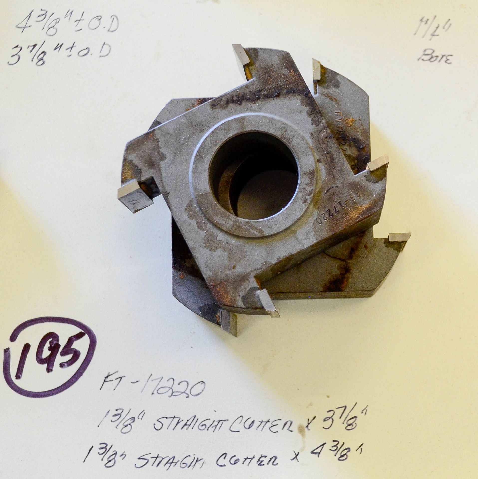 Shaper Cutter, Valley Saw, No. 17220, (2) Straight Cutters: (1) 1-3/8" x 3-7/8" Outside Diameter,