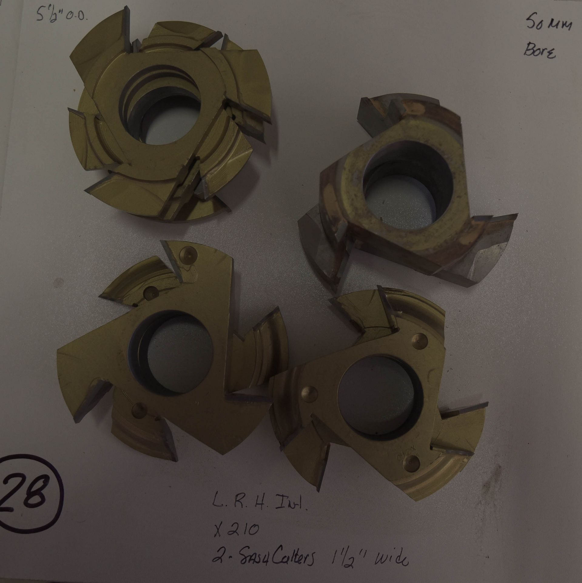 Shaper Cutters, L.R.H. ENT., X 210 (2) 13/16" Stile and (2) 13/16" Rail Cutters, (5) Center Cutte