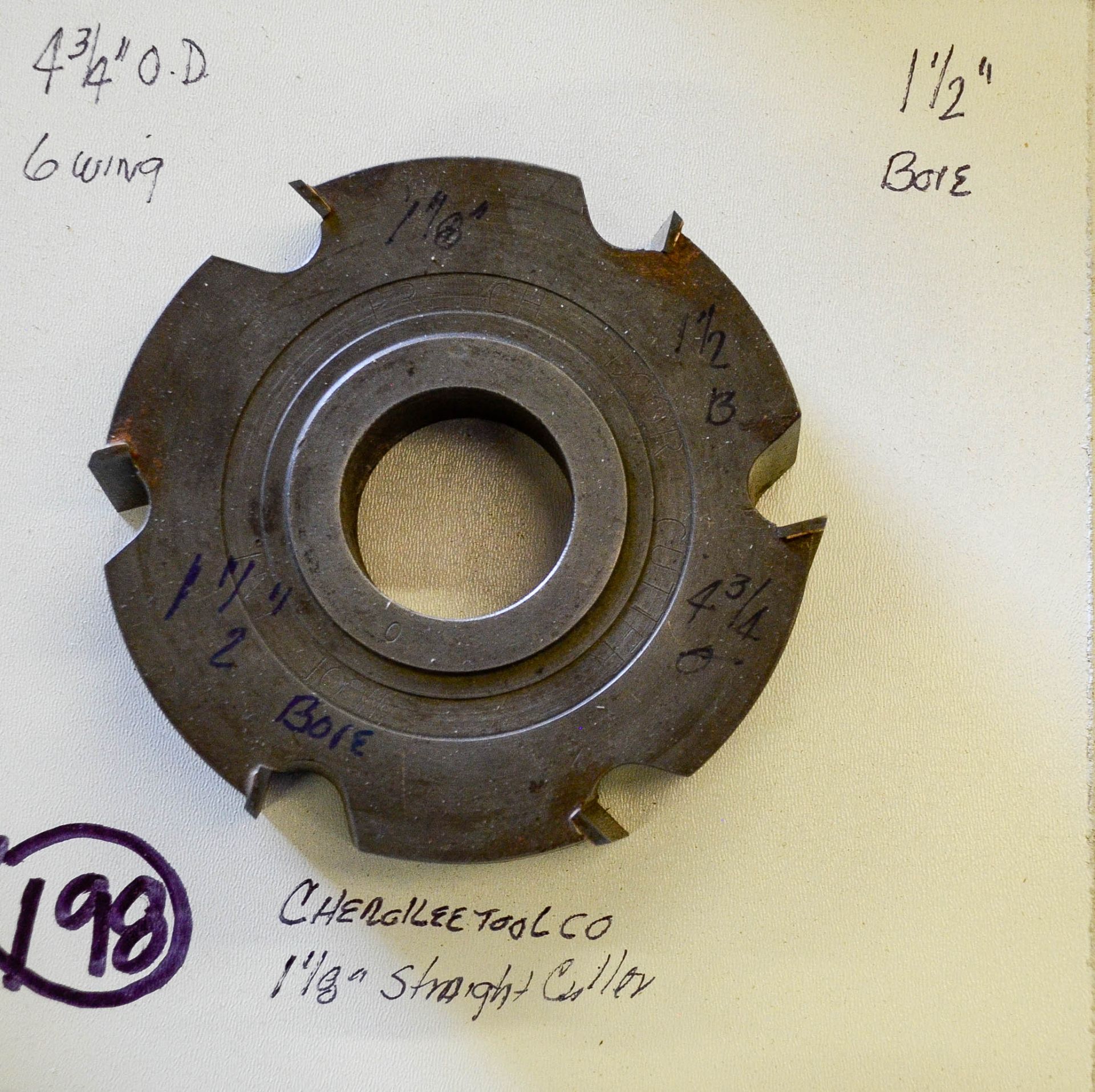 Shaper Cutter, Cherokee Tool Co, 1-1/8" Thick Cut x 4-3/4" Outside Diameter, 1/1/2" Bore, See Pi