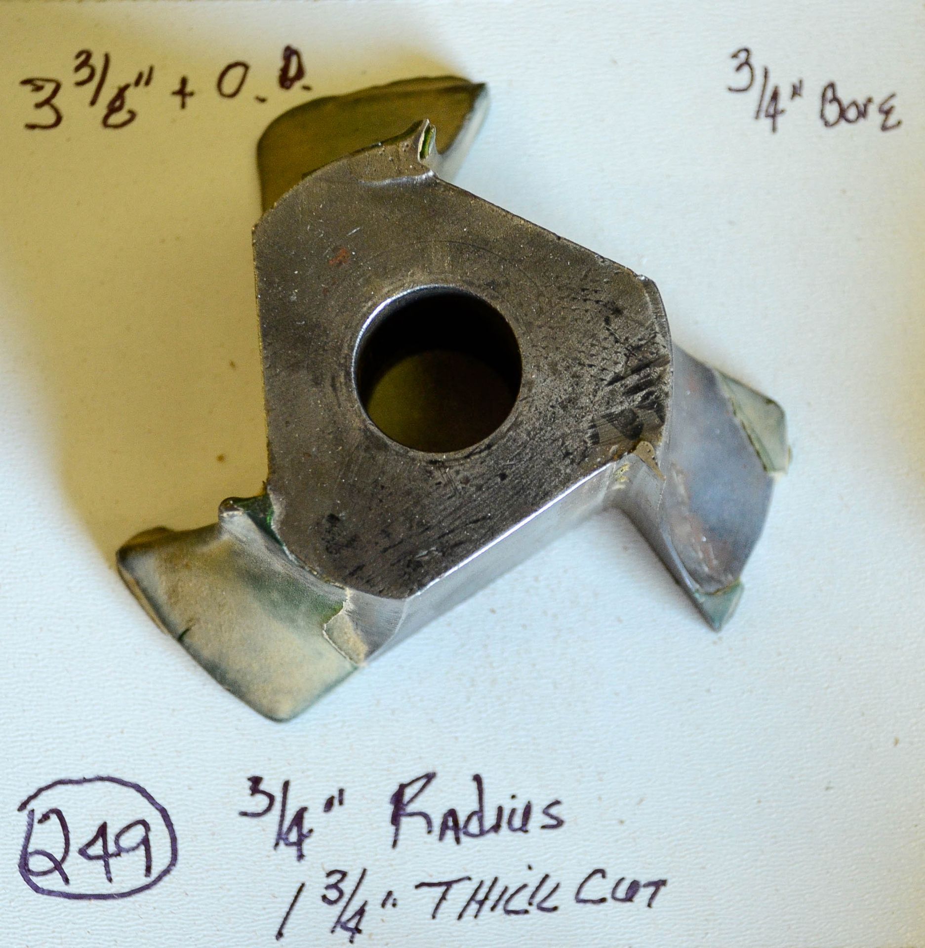 Shaper Cutter, 3/4" Radius, 1-3/4" Thick Cut, 3-3/8" Outside Diameter, 3/4" Bore, See Pics for