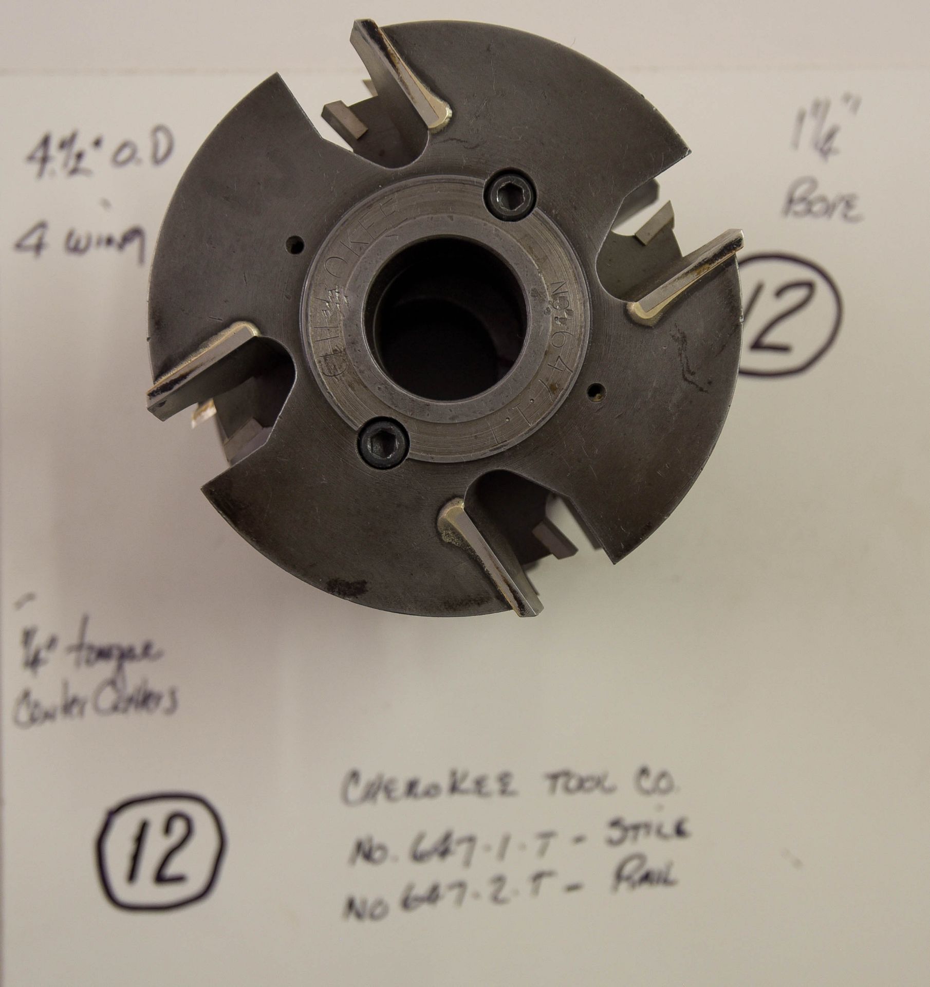 Shaper Cutters, Cherokee Tool Co -(2) No. 647 . 1 . T - 7/8" Stile (Stick) and 1/4" Center Cutter