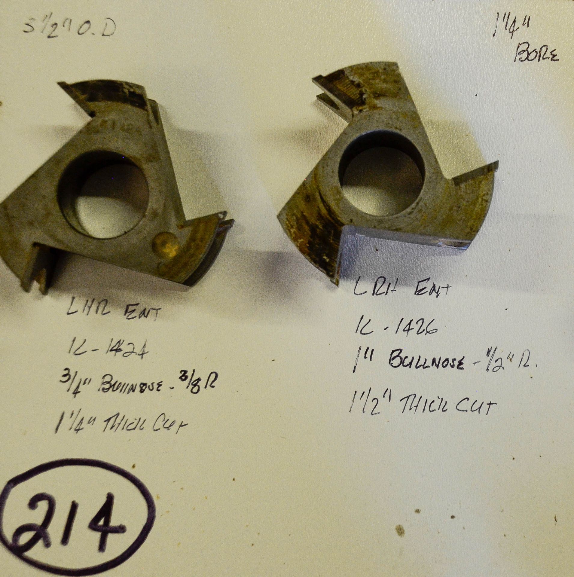 Shaper Cutter, (2) Cutters 3-1/2"+- Outside Diameter, 1-1/4" Bore: (1) L.R.H. ENT. K1424, 3/4" Bu