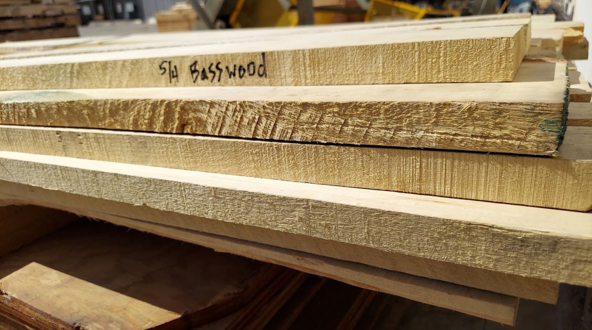 5/4 Basswood Lumber, Aprox 159 Board Feet, 1-1/8" Thick, 6' - 11' Lengths