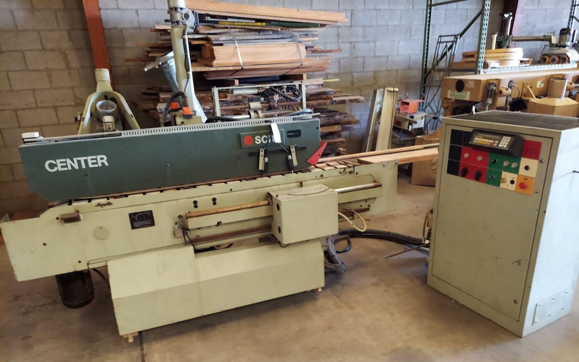 SCMI Center Machine, Model #Center, Shaper Spindle & 2-1/2" x 99" Sanding Belt Station, 230 volt 3ph