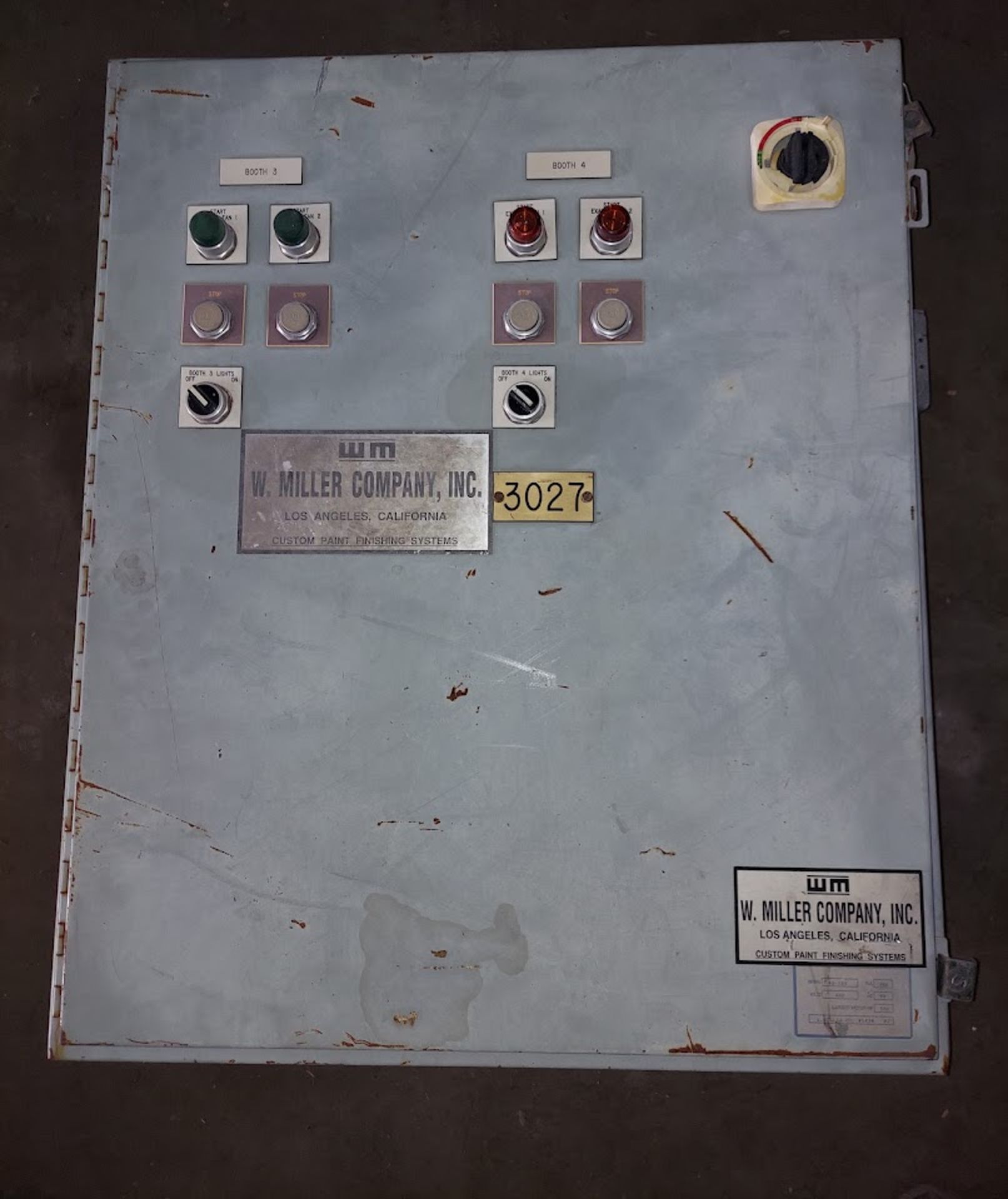 W. Miller Company Inc. Custom Painting Finishing System Electric Control Panel