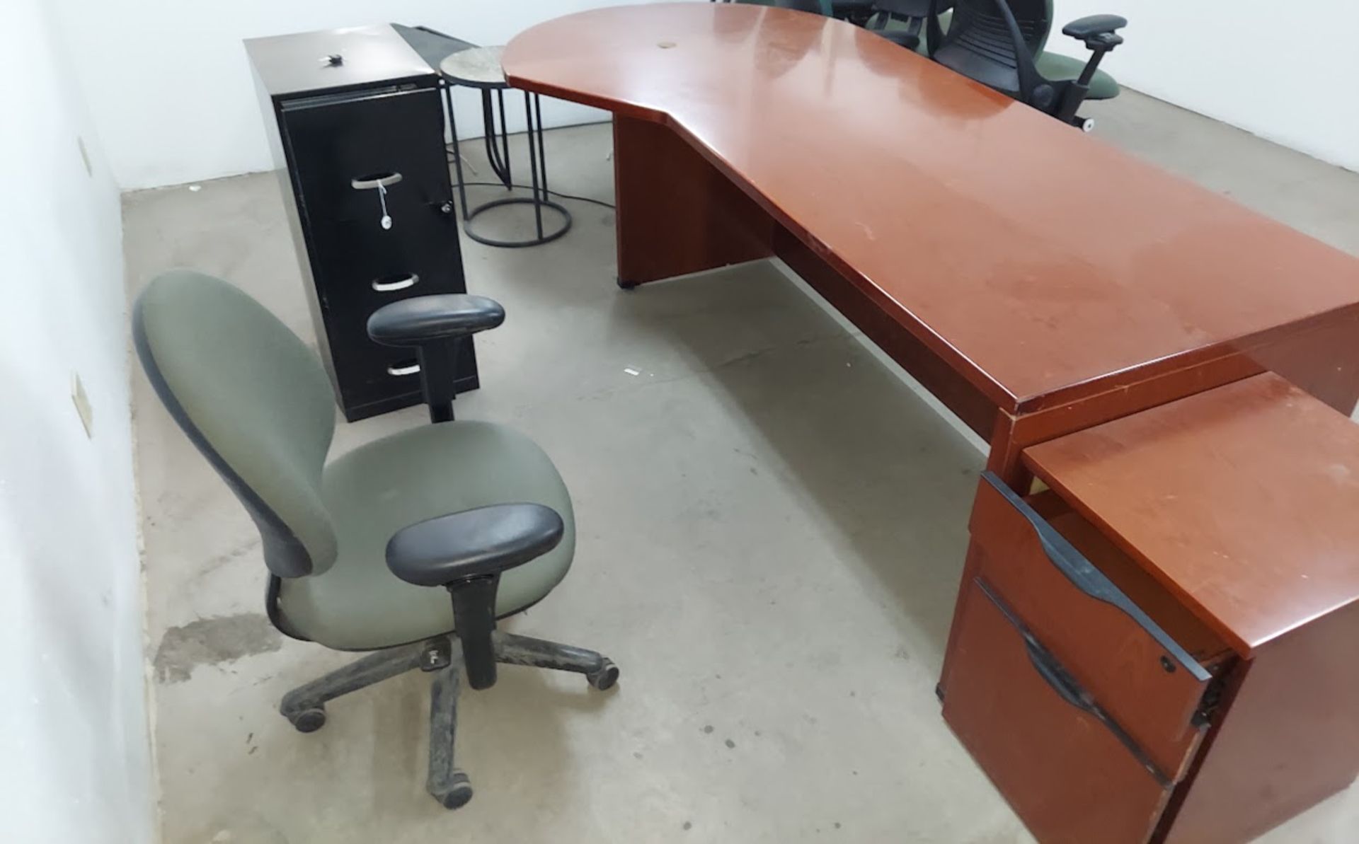 Office Desk, chairs and file cabinets