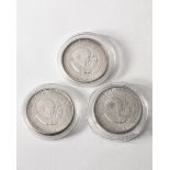 3x 1/2 Dollar USA. 1952, 1953 D, 1954 S. Americanism. Freedom and Oportunity For All.