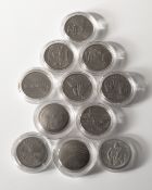 11 x 1/2 dollar, different editions brilliant uncirculated