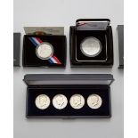 6x Silver Dollar. 4 x half Dollar J.F. Kennedy, 1/2 + 1 Dollar American legion. Silver collection