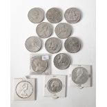 13 different silver coins, Great Britain, Commonwealth, anniversary coins