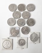 13 different silver coins, Great Britain, Commonwealth, anniversary coins