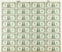 1 Dollar USA uncut sheet 32 pieces