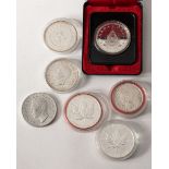 7 various silver coins Canada 1939-2004