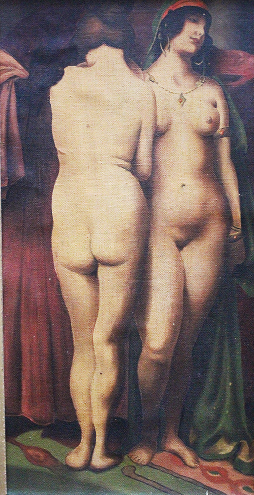 Artist early 20 th Century, Female nudes, oil on canvas, framed. 44x22 cm - Image 2 of 3