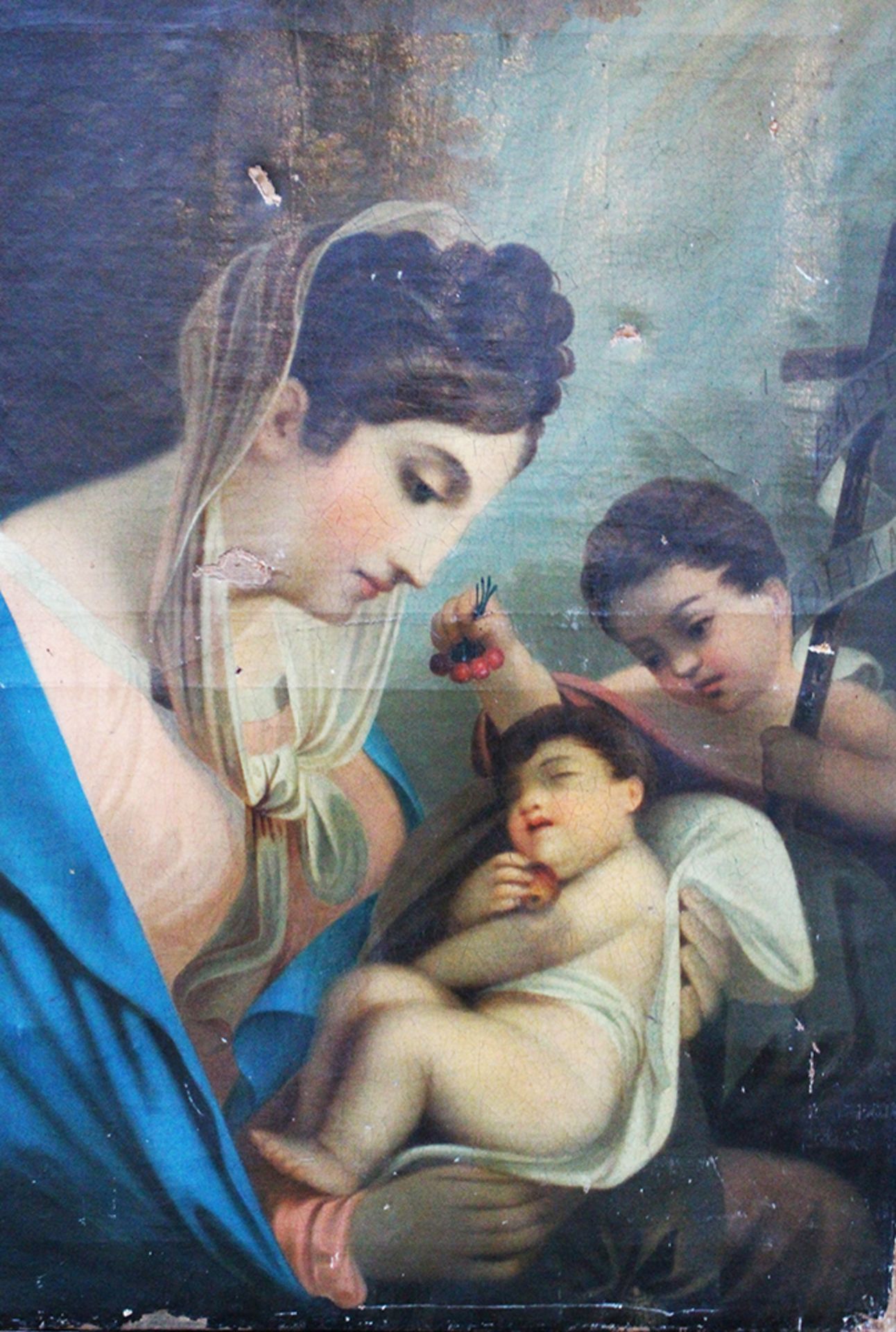 Italian around 1800 , Maria with Jesus and Joseph , oil on canvas. 80x64 cm - Image 2 of 3