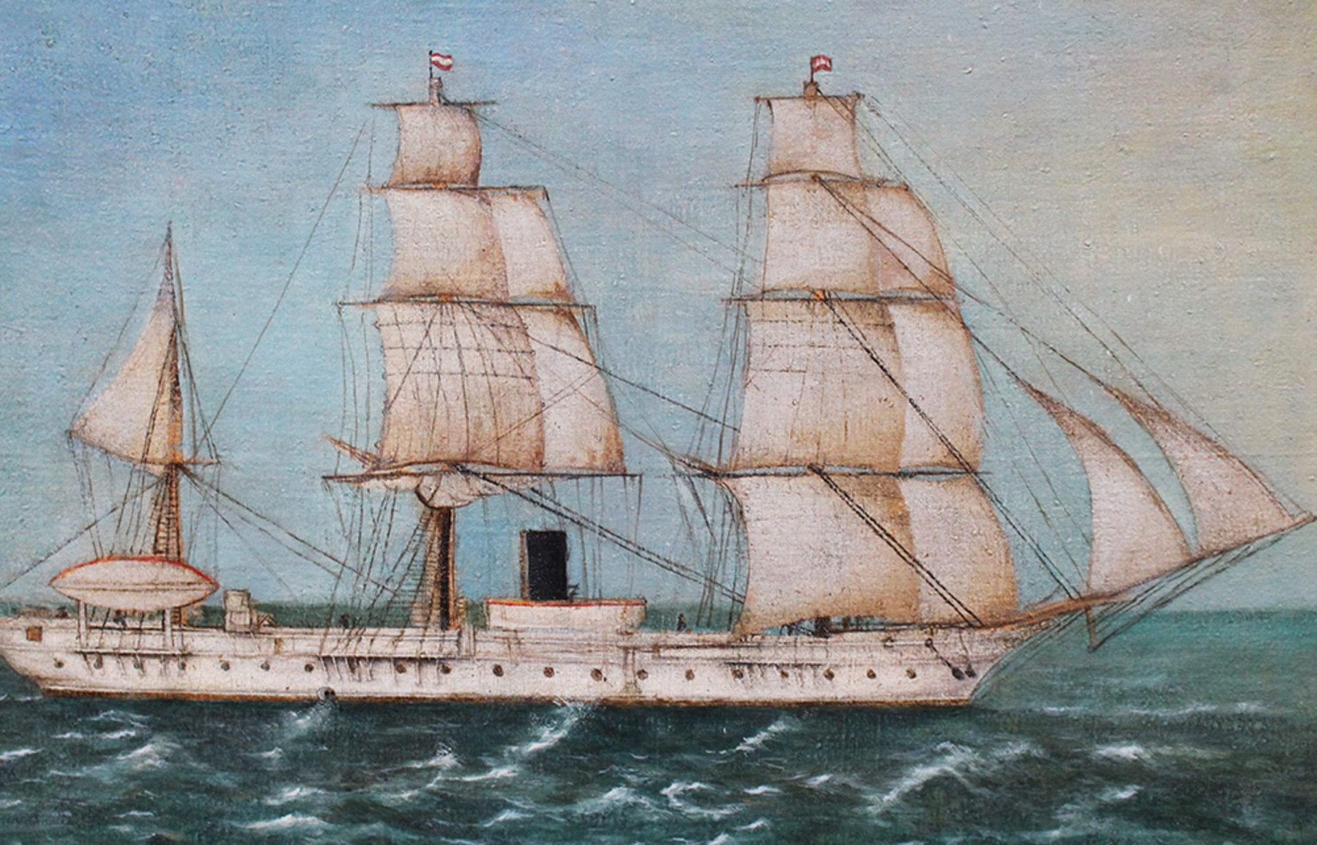 Artist 19th Century , ship on the sea , oil on canvas. 47x64 cm - Image 3 of 3