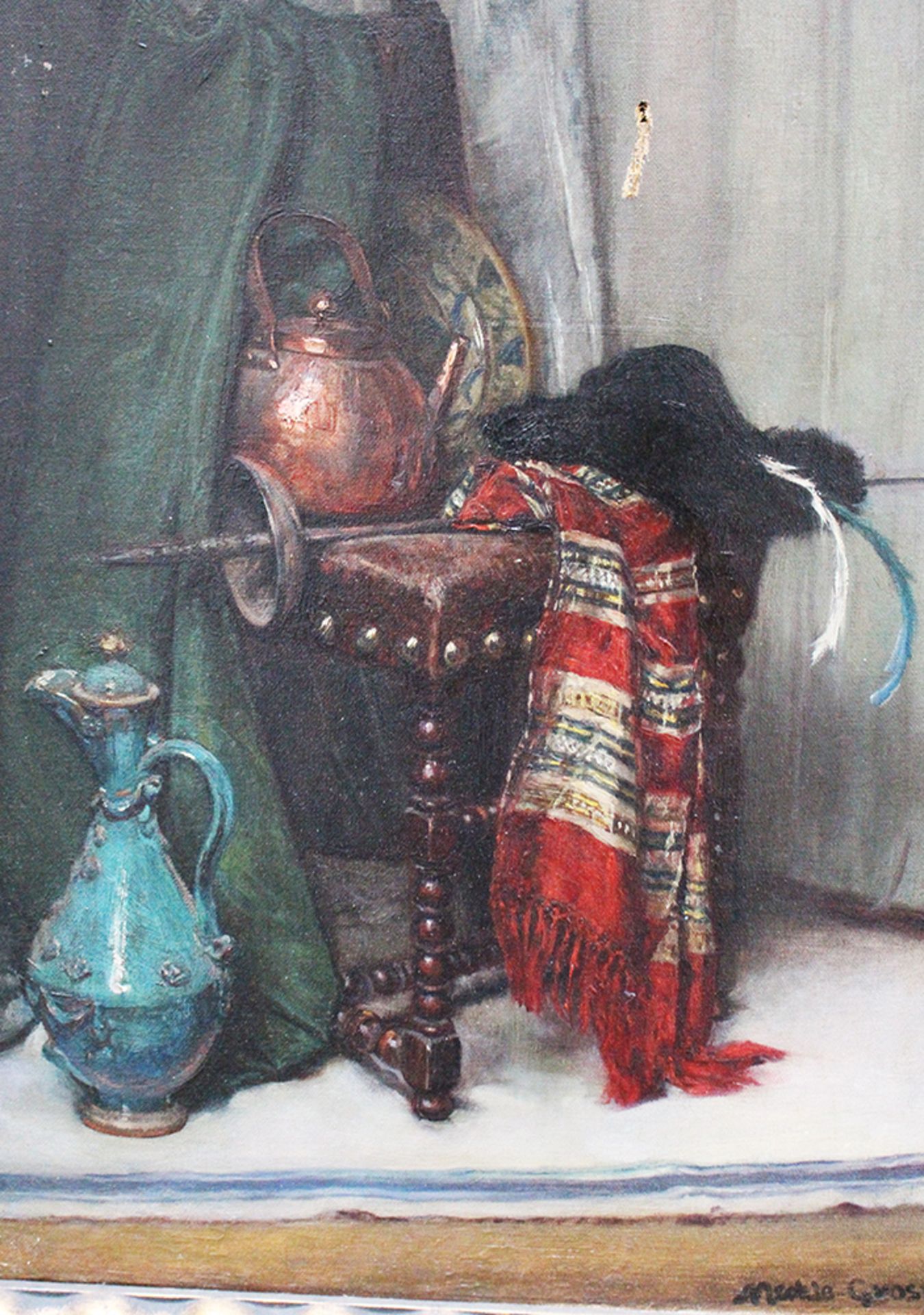 Mechle Grosmann around 1900, style life, oil on canvas , framed. 63x40 cm - Bild 2 aus 3