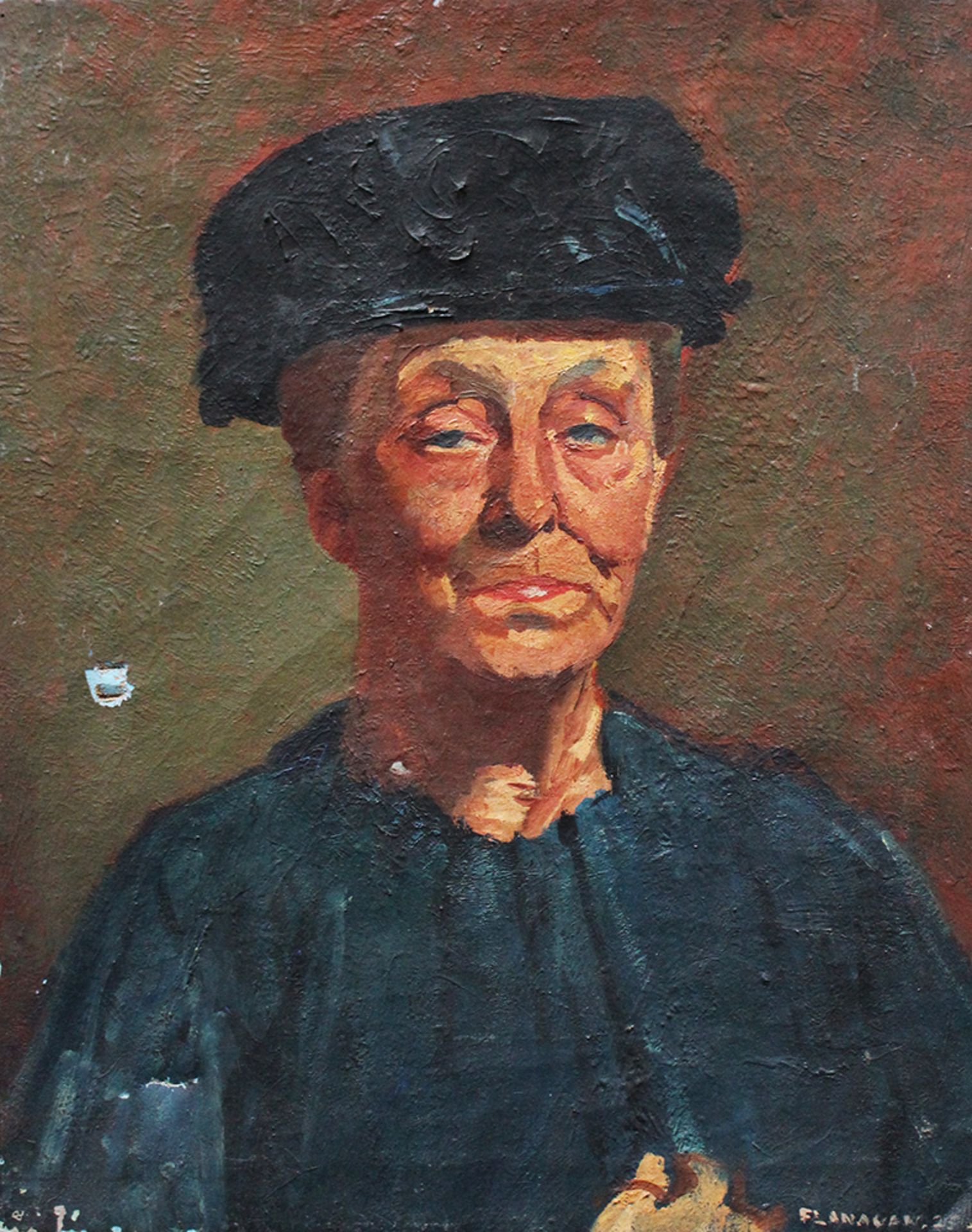 Flanagan dated 1925 portrait, oil on canvas. 51x41 cm