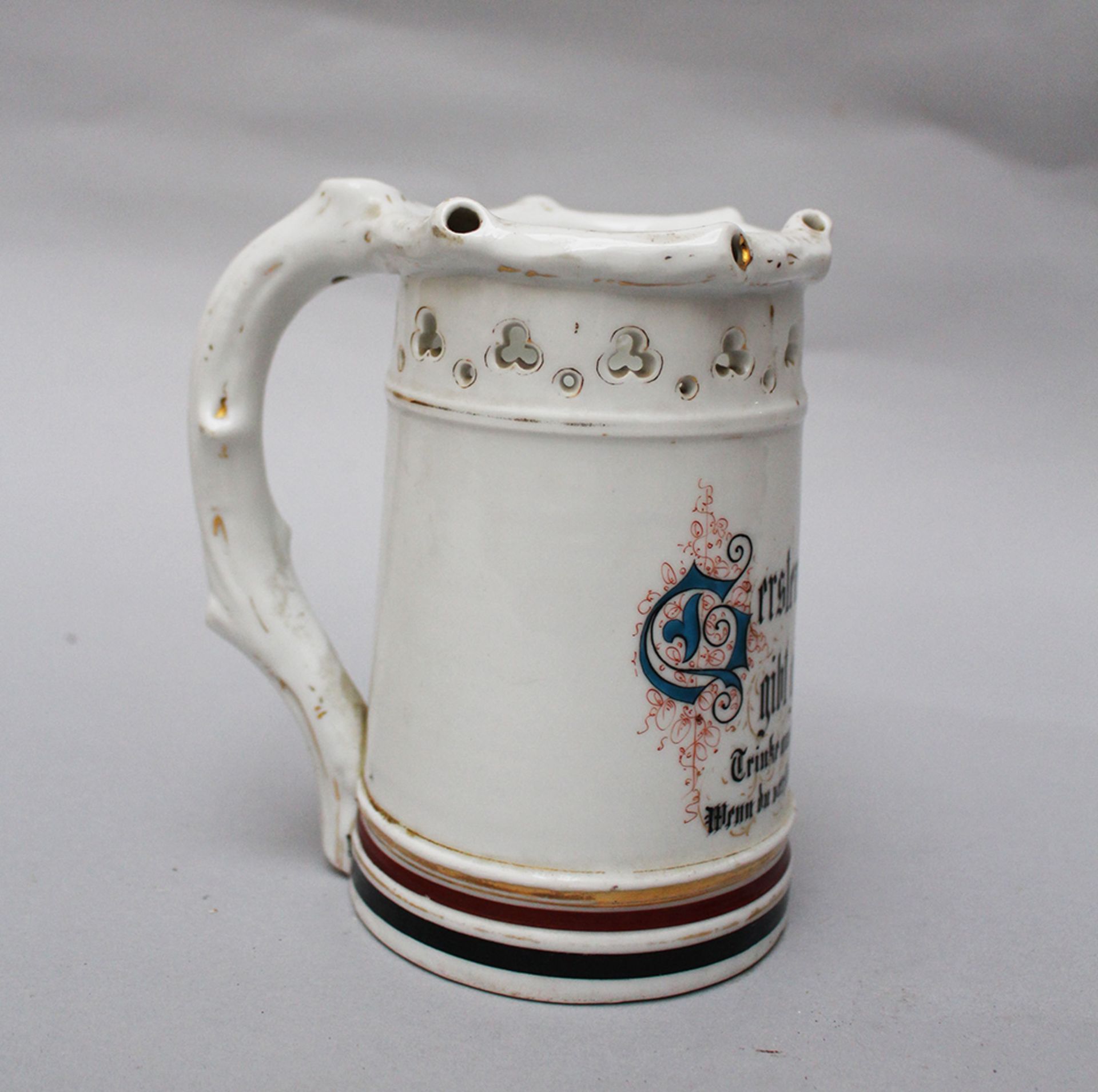 Porcelain beaker with poem decorated on white ground glazed , Vienna 19th Century. 15 cm height - Image 3 of 3