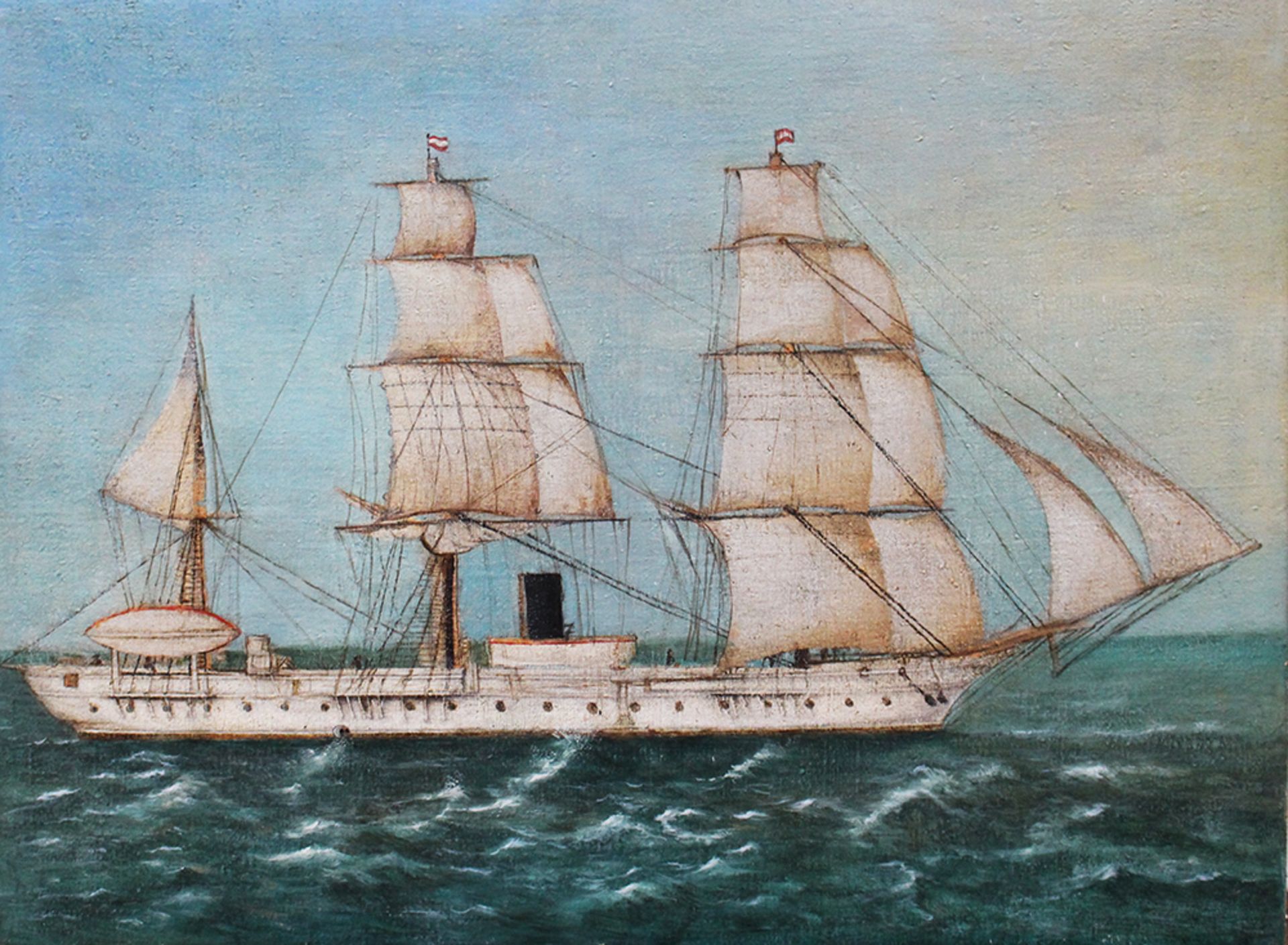 Artist 19th Century , ship on the sea , oil on canvas. 47x64 cm