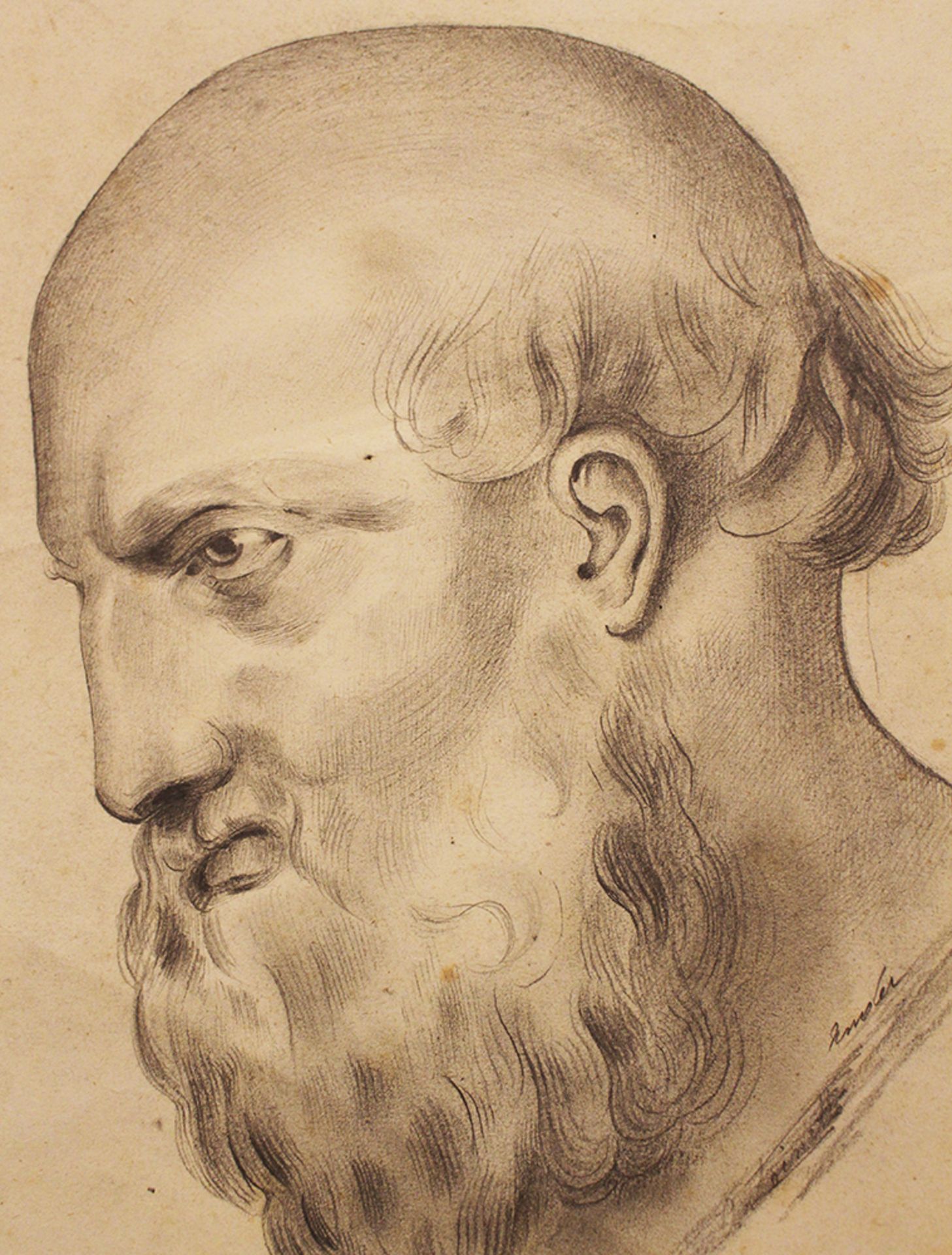 Ender 19th Century ? Portrait of a man, pencil on paper. 29x22 cm - Image 2 of 3