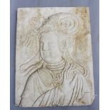 Chinese marble relief of a lady , white marble sculpted 17/18th Century. 50x41 cm