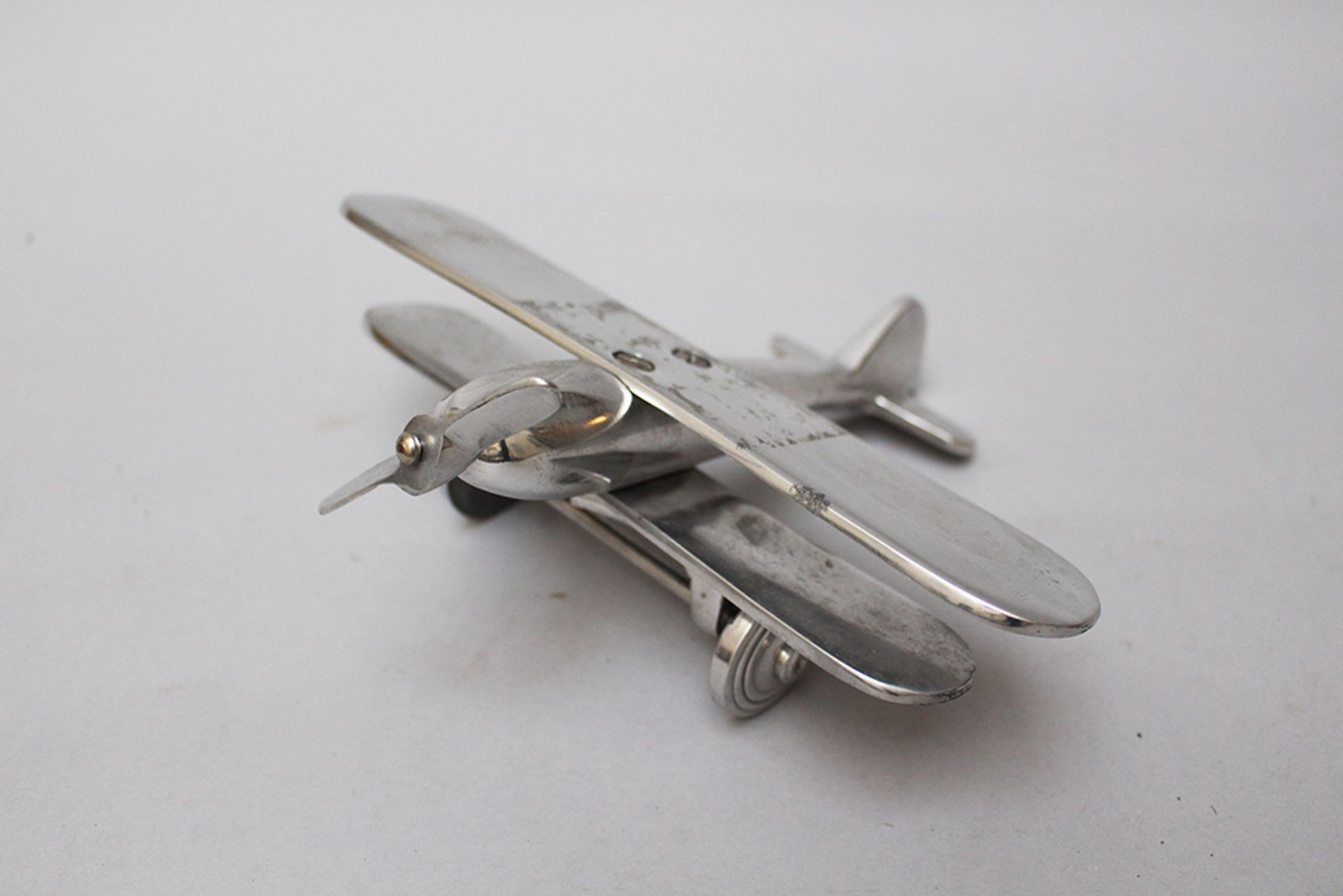 Model plane , metal chromed around 1930/40. 18x21 cm