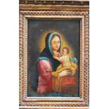 Italian Artist 18th Century , Maria with child , oil on panel, framed. 30x20 cm