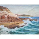 Unknown Artist , around 1900 , Istrian Coast , oil on canvas , signed bottom left, framed. 34x43 cm