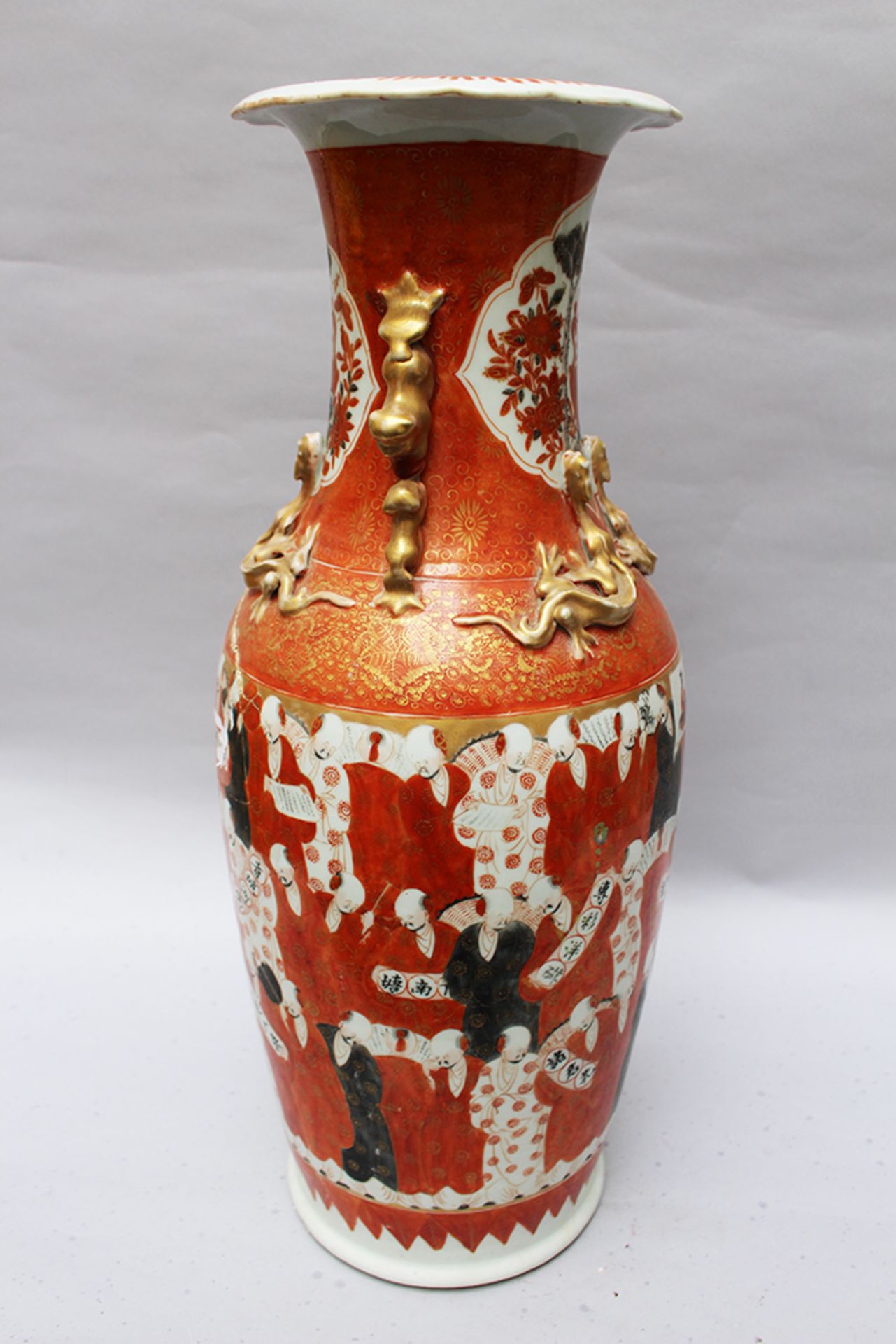Large Chinese 100 Monk vase , painted glazed , 19th Century. 62 cm height - Image 2 of 3