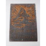 L. Gansmueller , carved plate with description the Matterhorn , 20 th Century. 15x10 cm