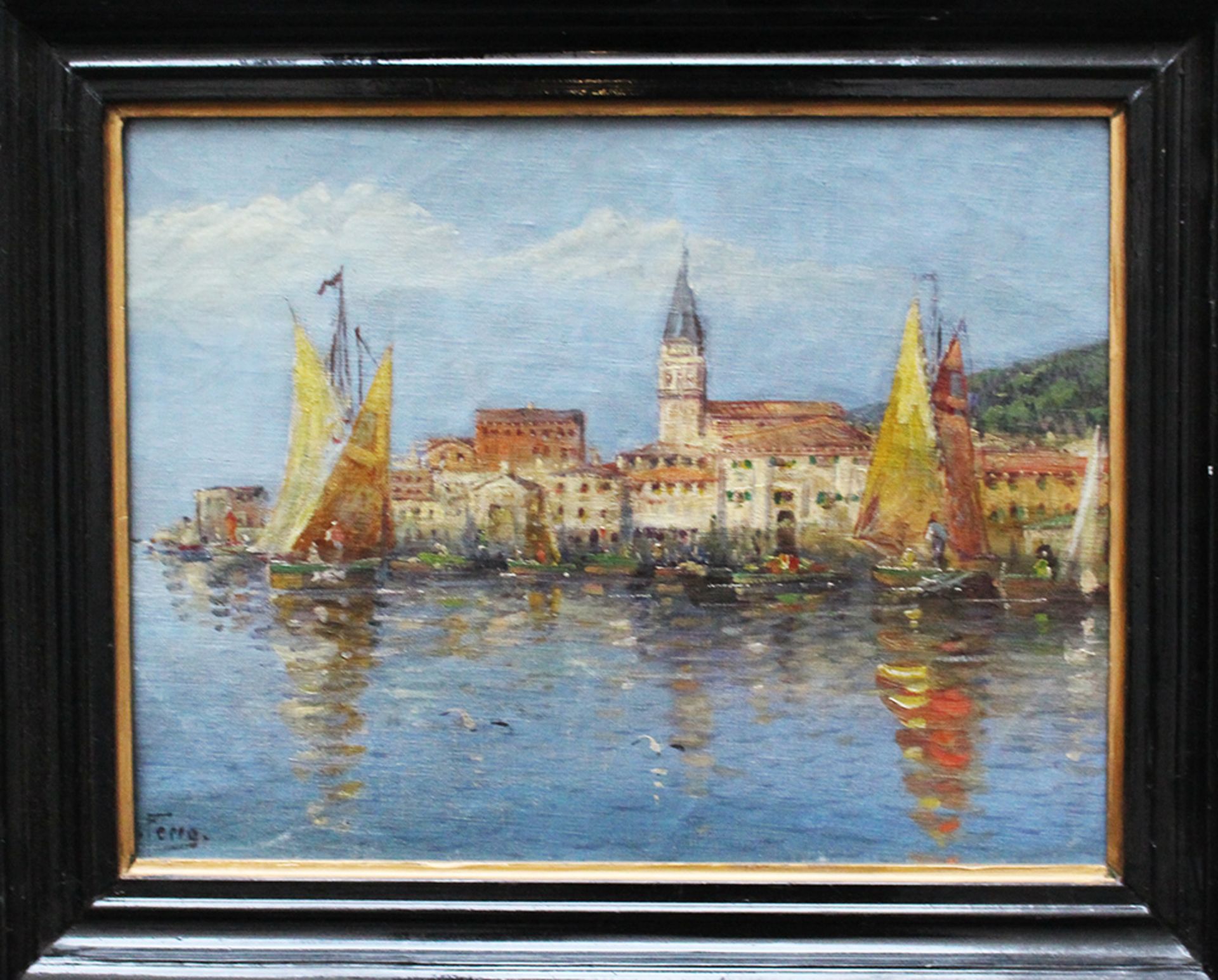 Artist around 1900, Piran , oil on canvas, signed bottom left, framed. 30x38 cm