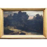 H. Otto , Landscape with shepherdess , oil on canvas, signed , framed 19th Century. 45x72 cm