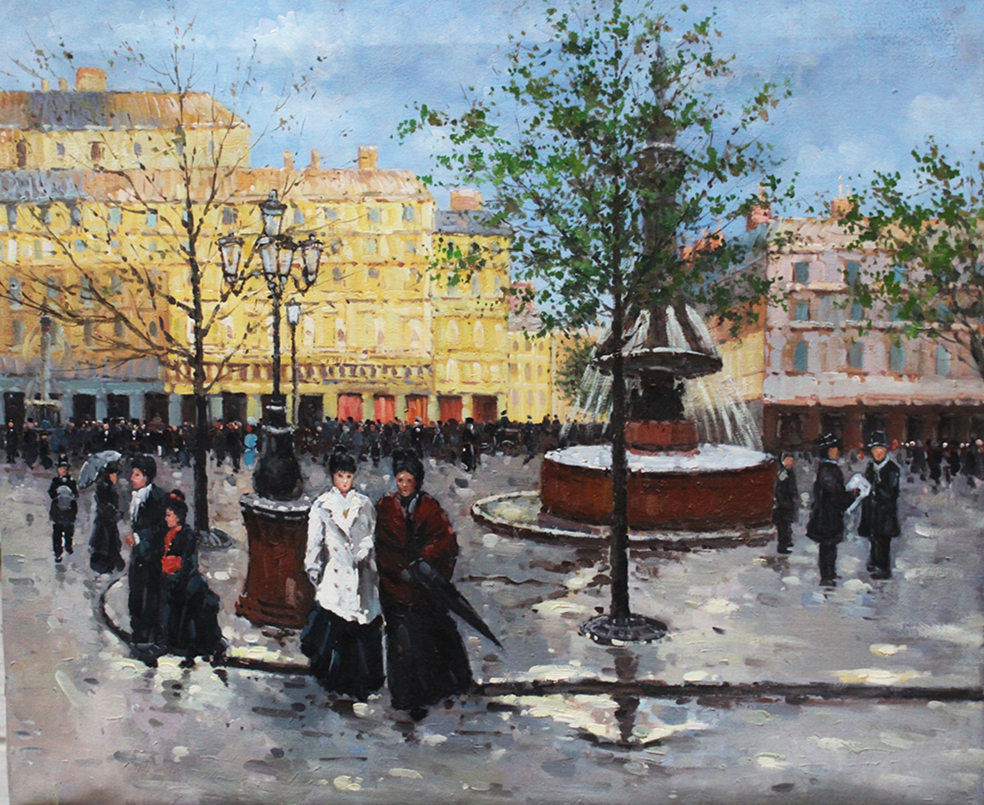 Eugene Galien Laloue (1854-1951) - attributed , Paris street scene, oil on canvas. 51x61 cm