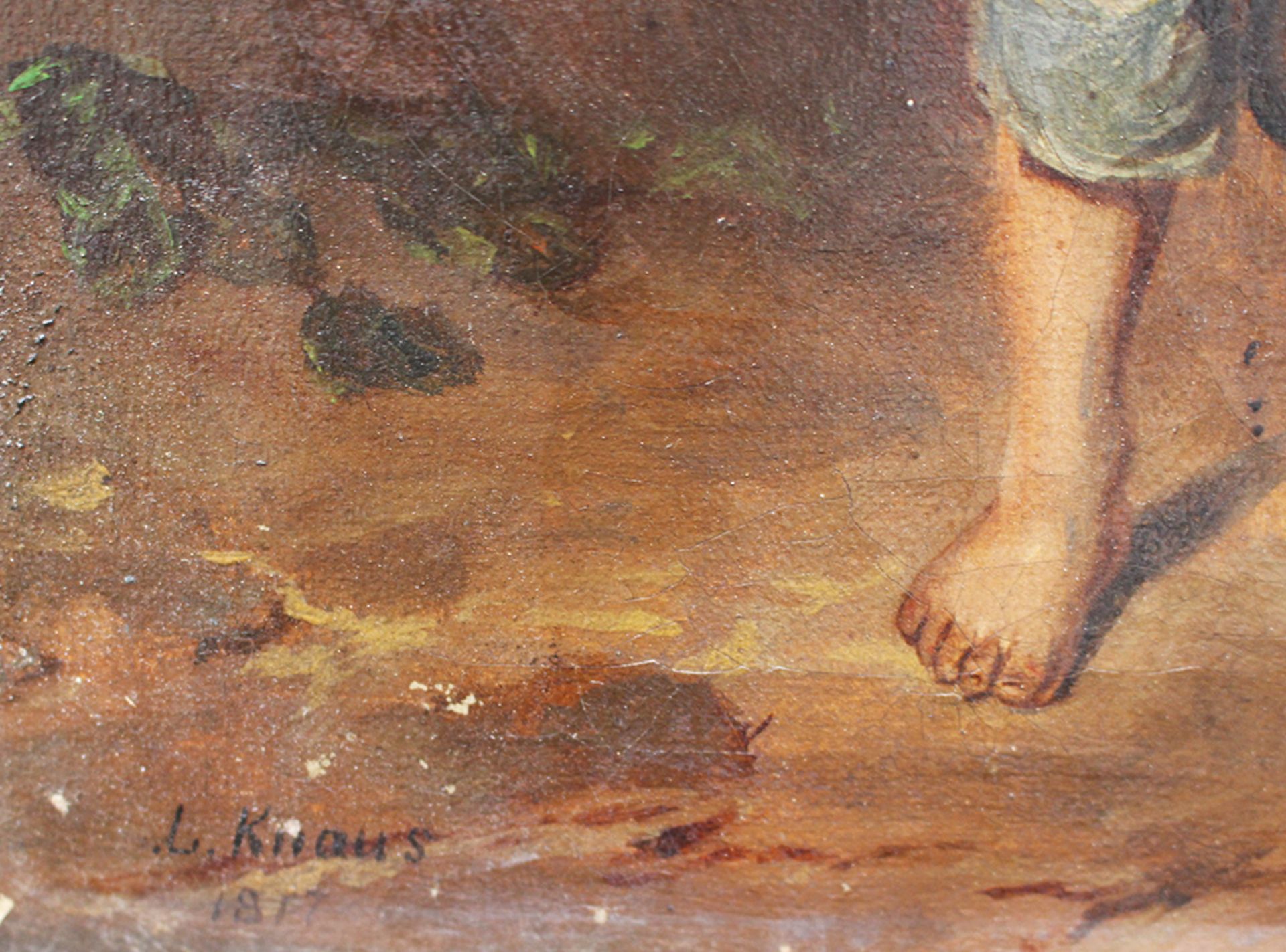 L. Knaus , Boy , oil on canvas , signed on the bottom. 33x22 cm - Bild 3 aus 3