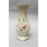 Rosenthal Vase, pear shape , painted with flowers on white ground glazed first half 20 th Century.