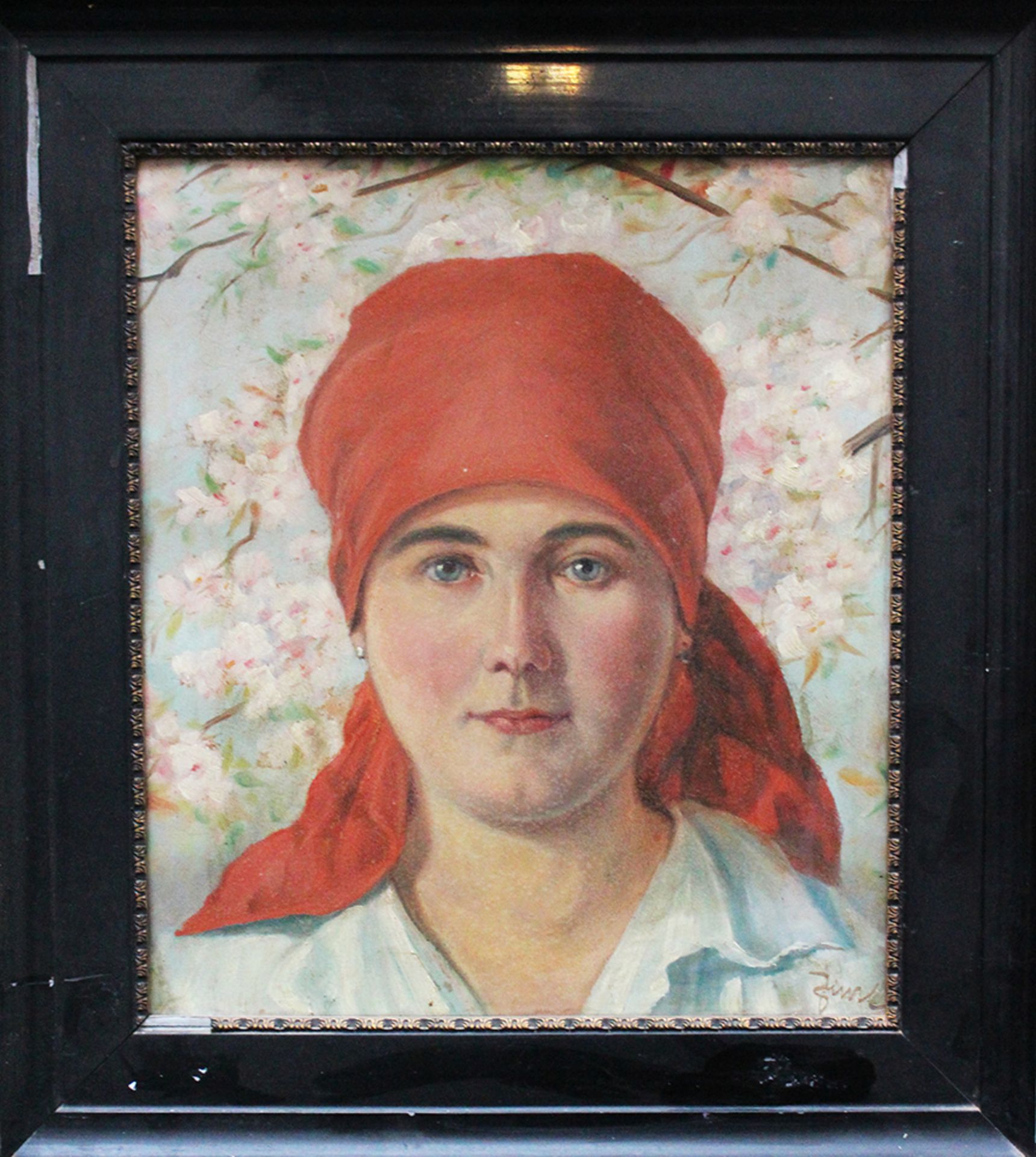 Josef Fenzl around 1920 , Portrait , oil on board, framed. 39x34 cm
