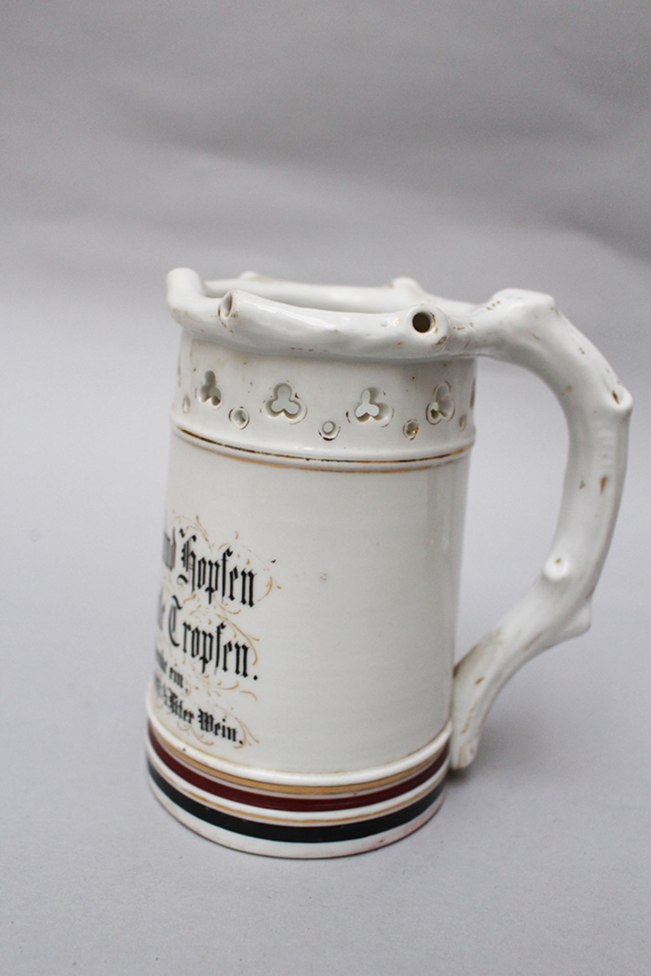 Porcelain beaker with poem decorated on white ground glazed , Vienna 19th Century. 15 cm height