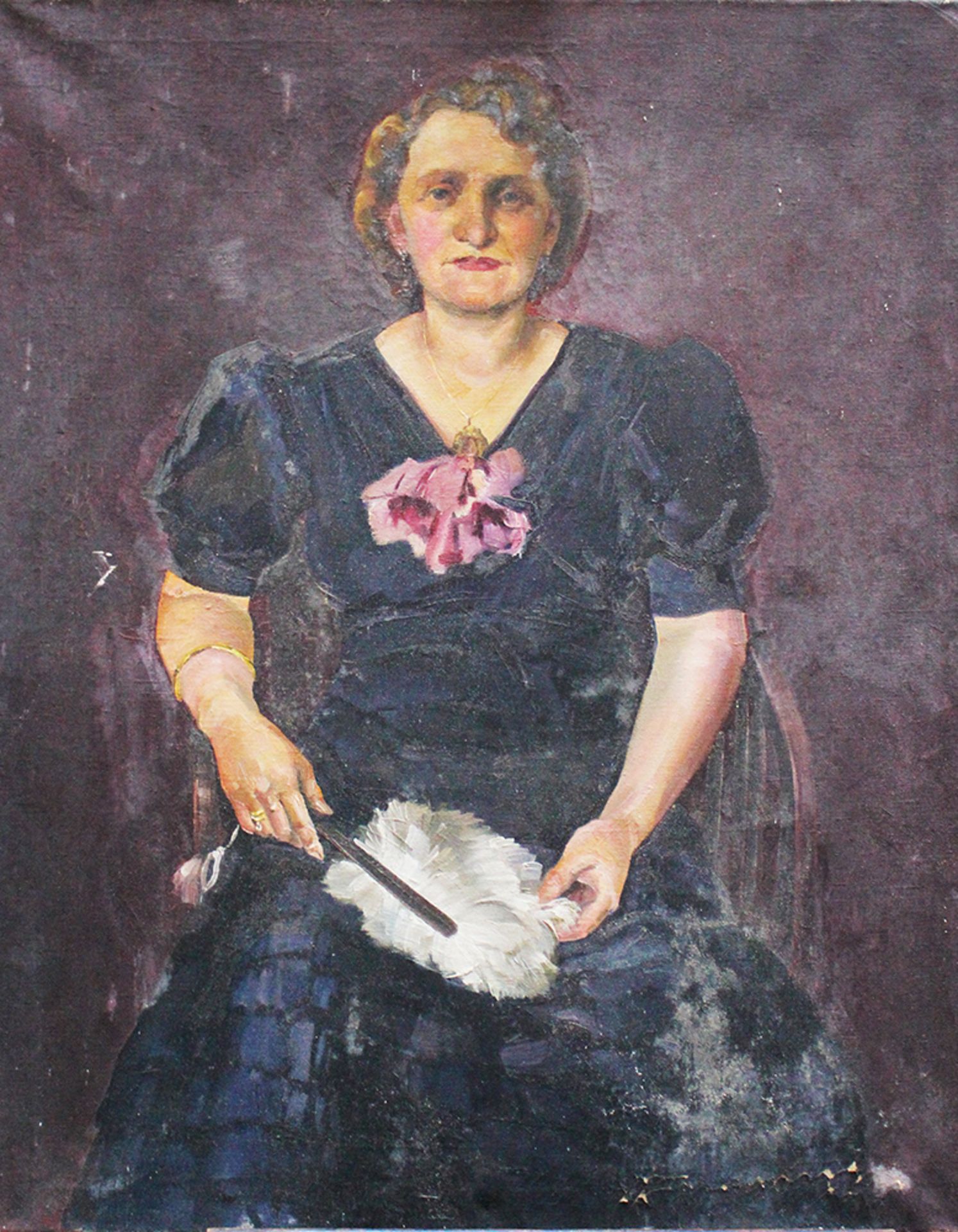 Artist around 1920 , Portrait of a lady, oil on canvas. 110x88 cm