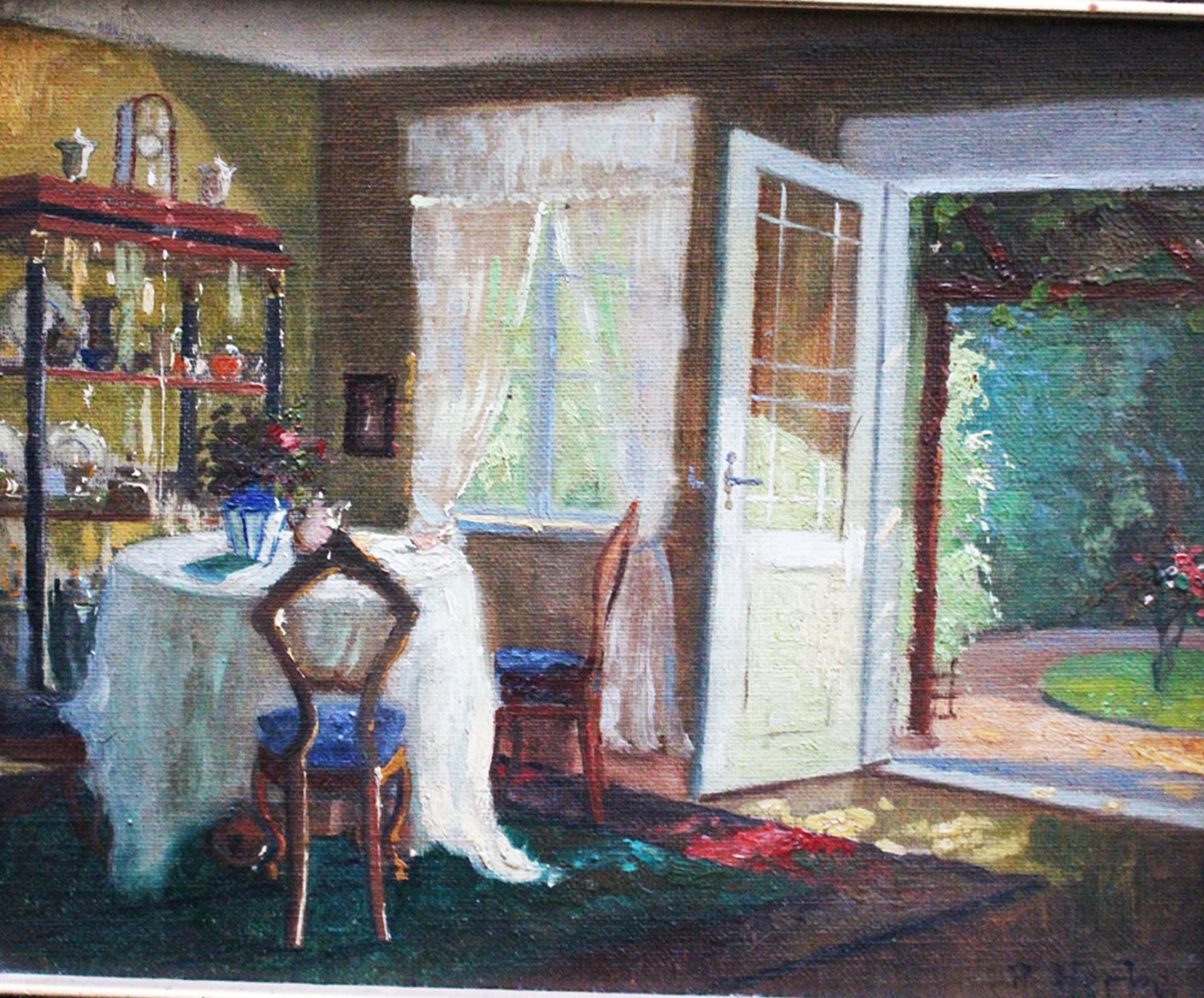 P.Herbe around 1900 , interior , oil on canvas, framed. 20x24 cm - Bild 2 aus 3