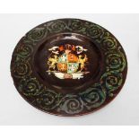 Ceramic dish painted , glazed, 18/19th Century- 37 cm diameter