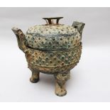 Chinese bronze pot with lid probably earth found Ming Dynasty? 23x24 cm