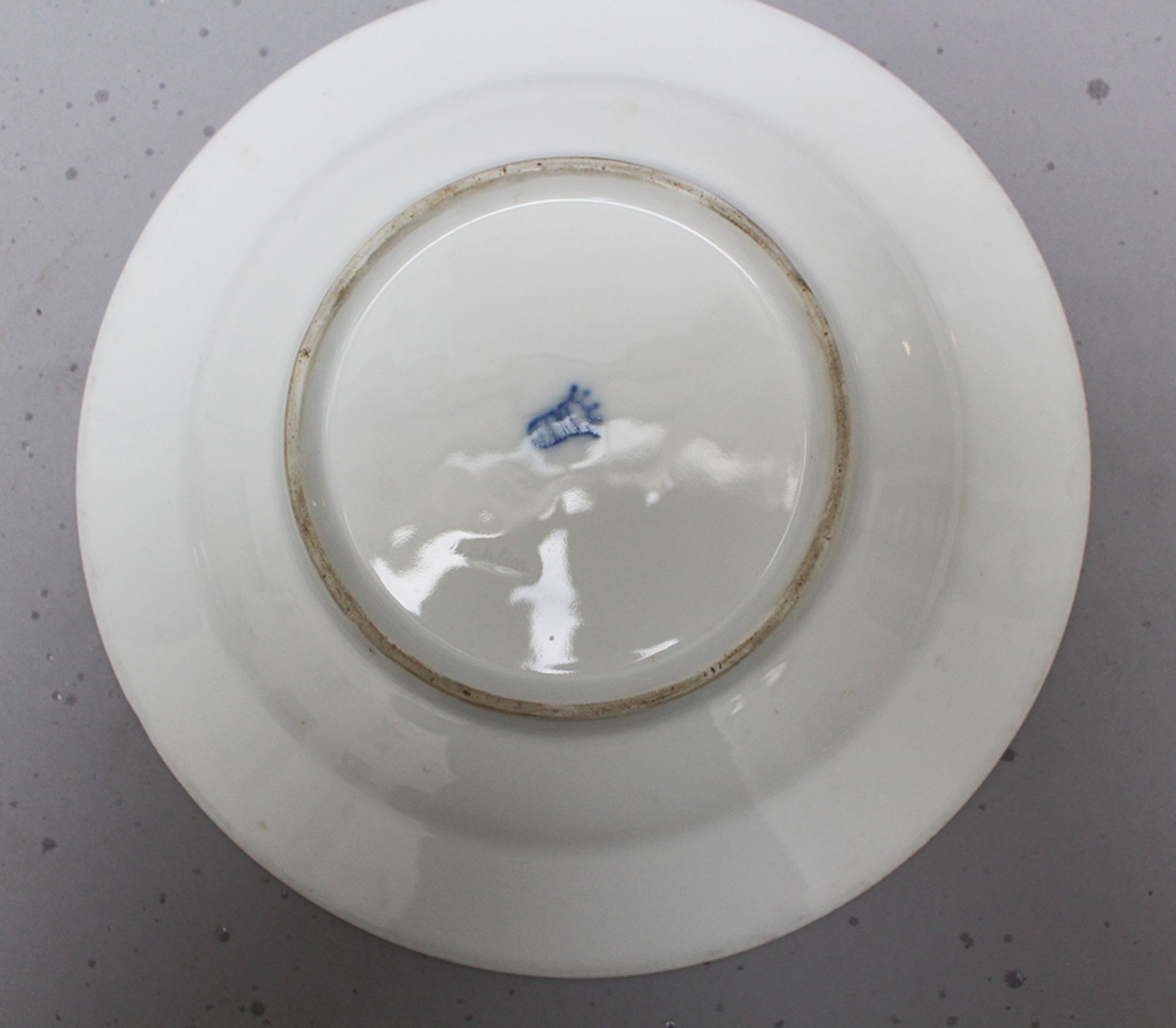 Vienna porcelain dish , painted with flowers , blue bottom mark. 24.5 cm diameter - Image 3 of 3
