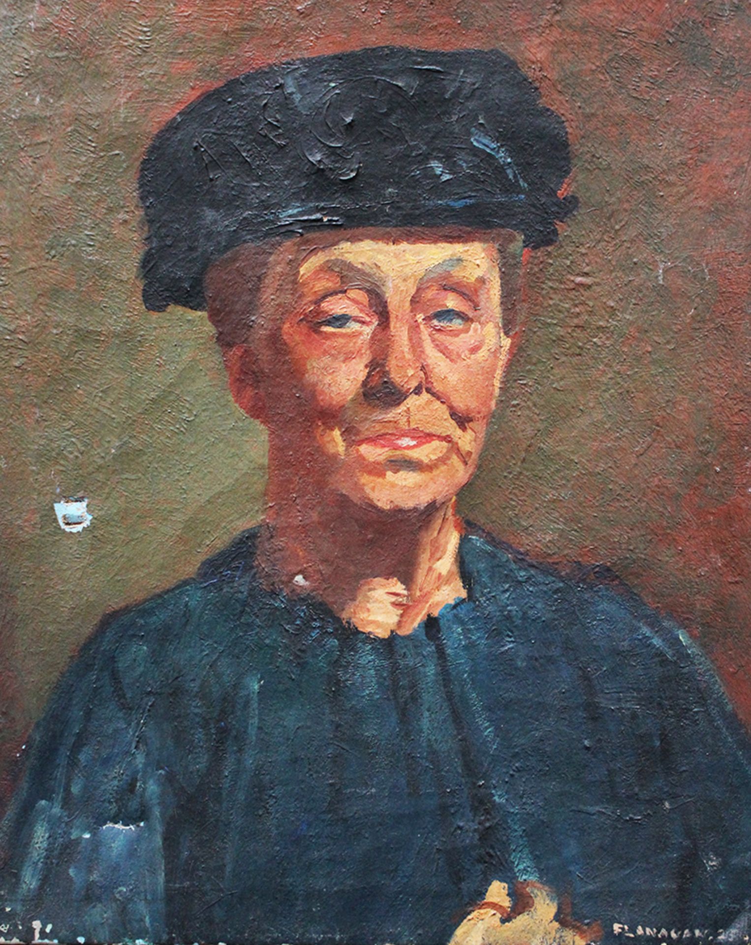 Flanagan dated 1925 portrait, oil on canvas. 51x41 cm - Bild 2 aus 3