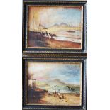 School of Dï¿½sseldorf, pair of Neapolitain views , oil on canvas, framed , described on the