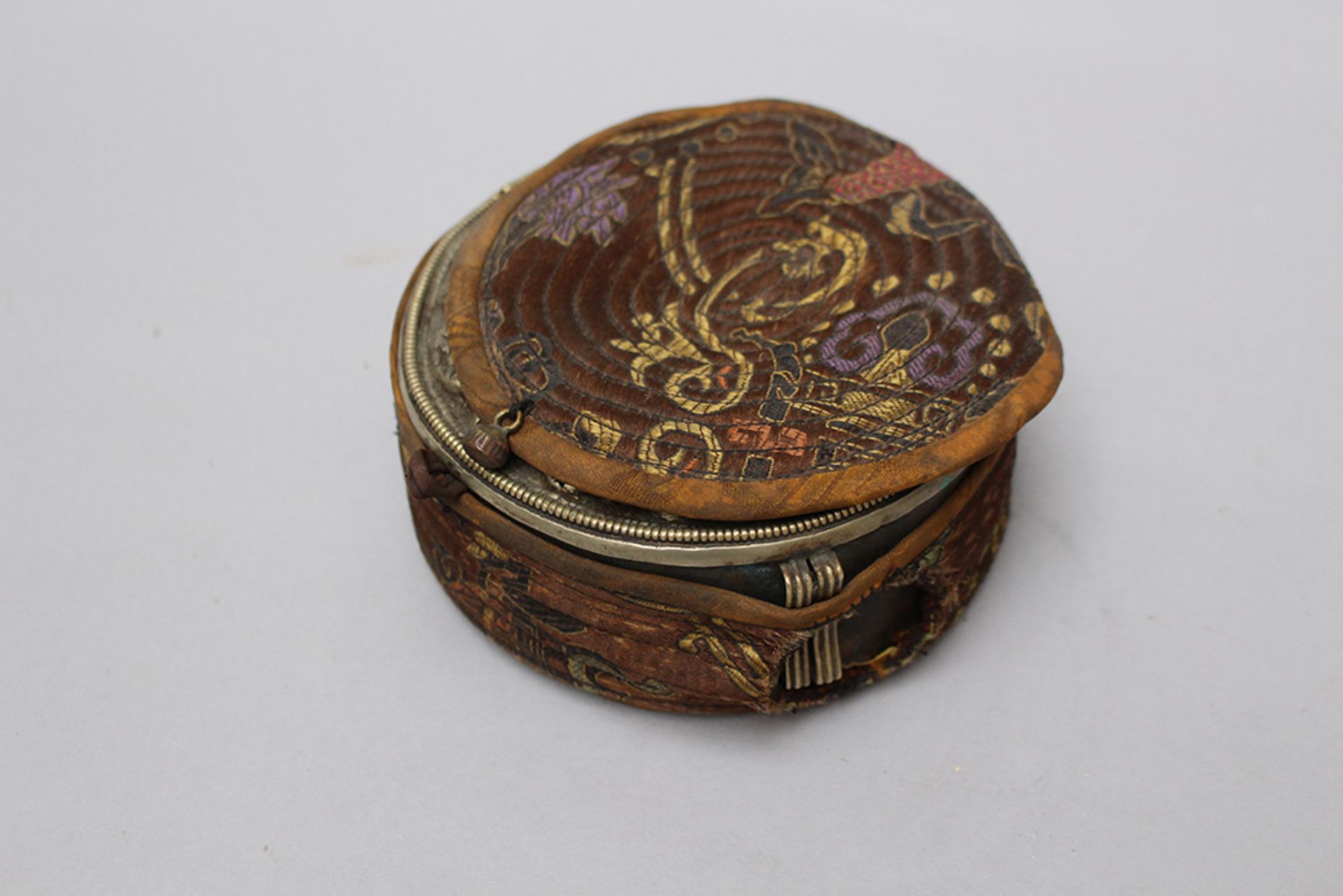 Tibet Pilgrim , Sanctuary, metal glass and textile decorated 19 th Century. 13 cm diameter - Image 3 of 3