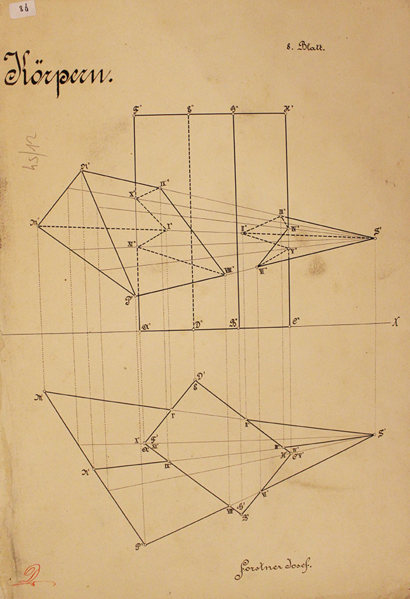 Ferdinand Zach (1868-1956) , pastel on paper signed, on the reverse geometrical drawings. 28x40 cm - Image 3 of 3